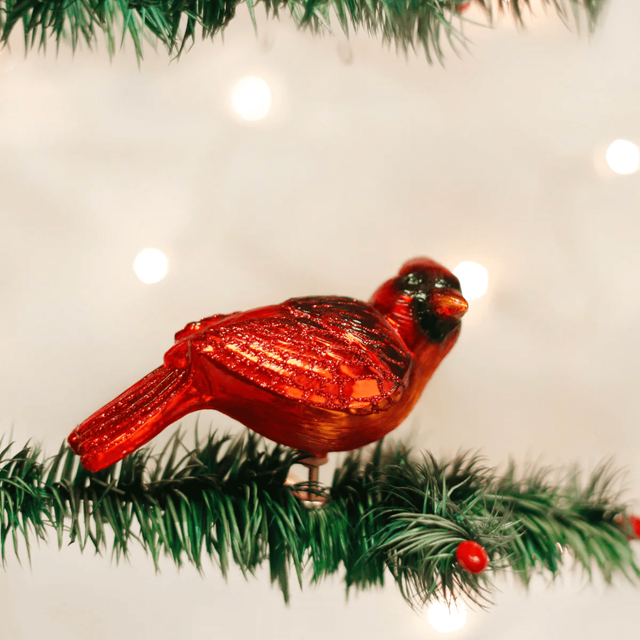 Drake General Store - Old World Christmas Glass Ornament - Resting Cardinal Ornament
