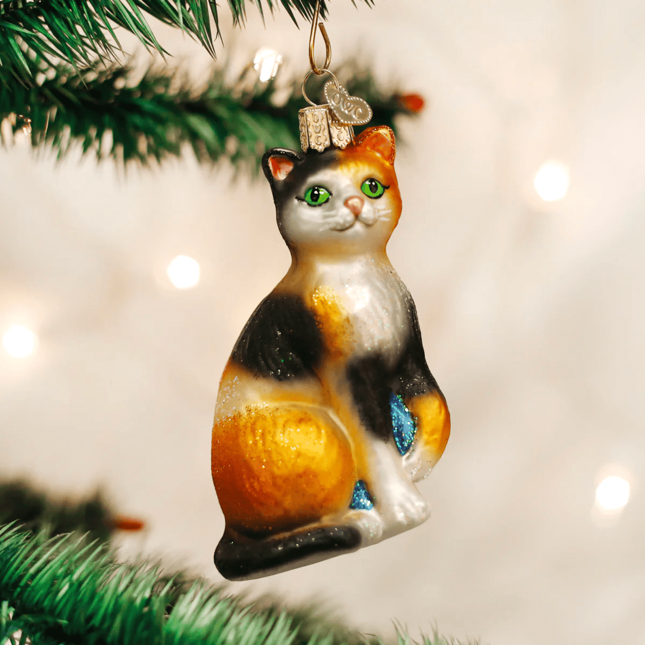 Drake General Store - Old World Christmas Glass Ornament - Calico Cat