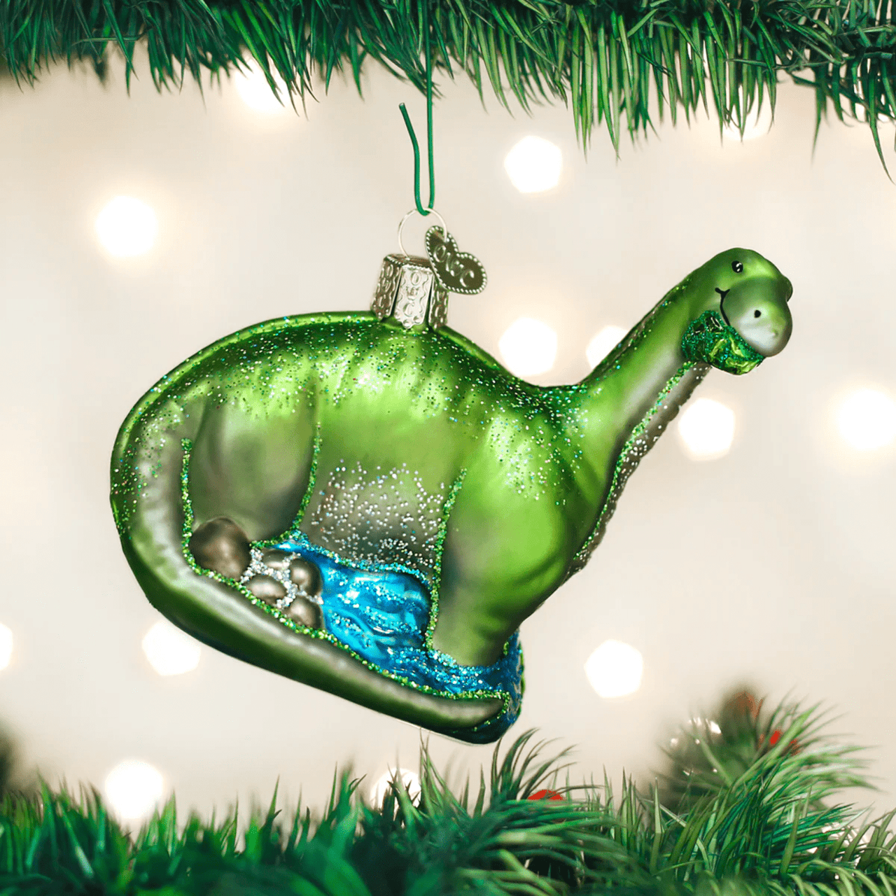 Drake General Store - Old World Christmas Glass Ornament - Brontosaurus