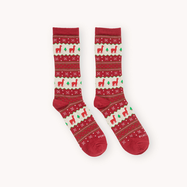 Drake General Store - POKOLOKO Alpaca Socks - Holiday Stripe - Red - S/M