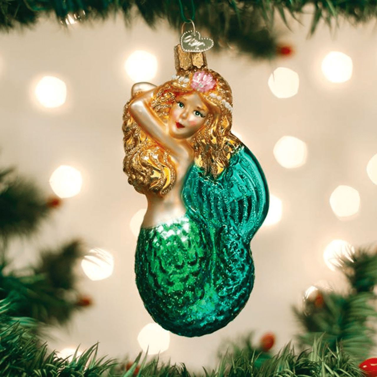 Drake General Store - Old World Christmas Glass Ornament - Seashell Mermaid
