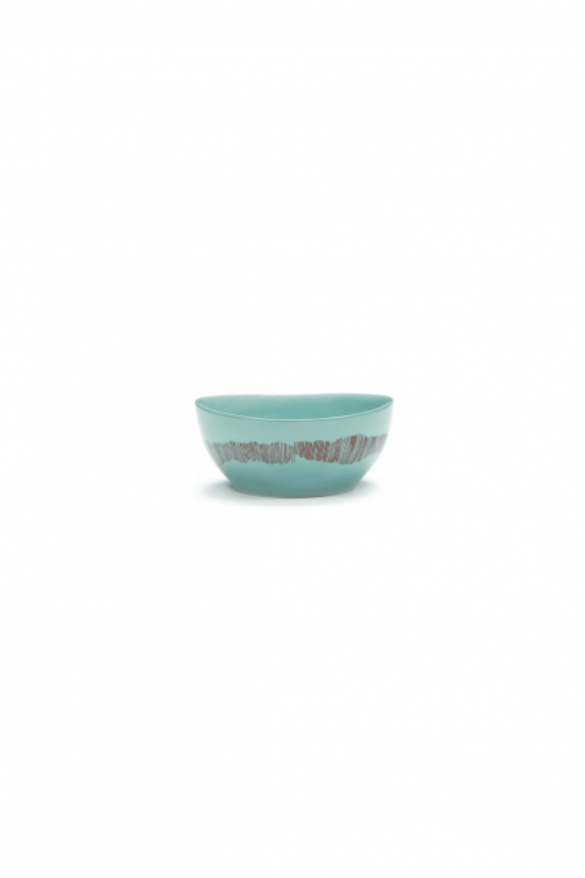 Small Bowl, Azure Swirl with Red Stripes Ottolenghi Serax, front view