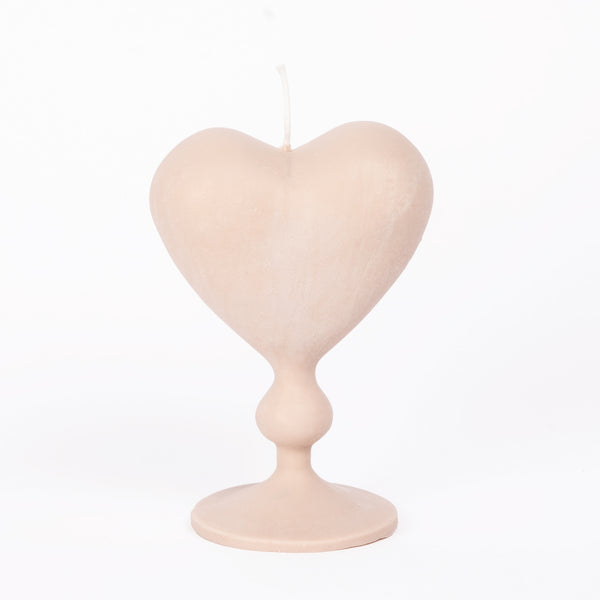 Heart on a Pedestal Candle - Taupe