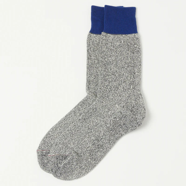 Double Face Crew Socks "Silk + Cotton" - Blue/Gray